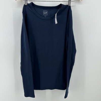 NWT Gap Modern T-Shirt Womens S Navy Blue Long Sleeve Round Neck Stylish Apparel