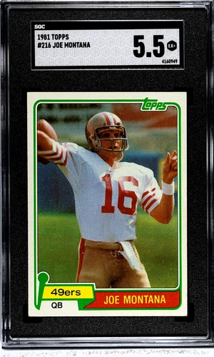 1981 Topps Football #216 Joe Montana RC Rookie Card SGC 5.5 Well Centered B216