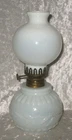 Antique MINIATURE GWTW Embossed  Opalescent OIL LAMP w/ Rare Twilight Burner