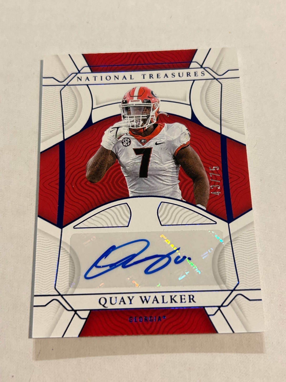 Quay Walker Panini National Treasures Collegiate Rookie Signatures #QWA Blue