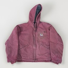 Vintage Carhartt Hooded Jacket Detroit Wj141 VRS medium Pink Salmon Rare lined