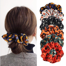 Halloween Hair Ties Elastics Hair Scrunchies Ponytail Holder Pumpkinat Ghost B