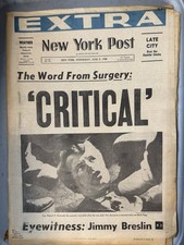 RFK Assassination 'Critical' New York Post June 5, 1968 Extra Edition