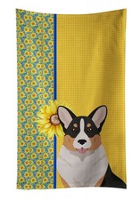 Caroline's Treasures Summer Sunflowers Tricolor Cardigan Corgi Kitchen Towel