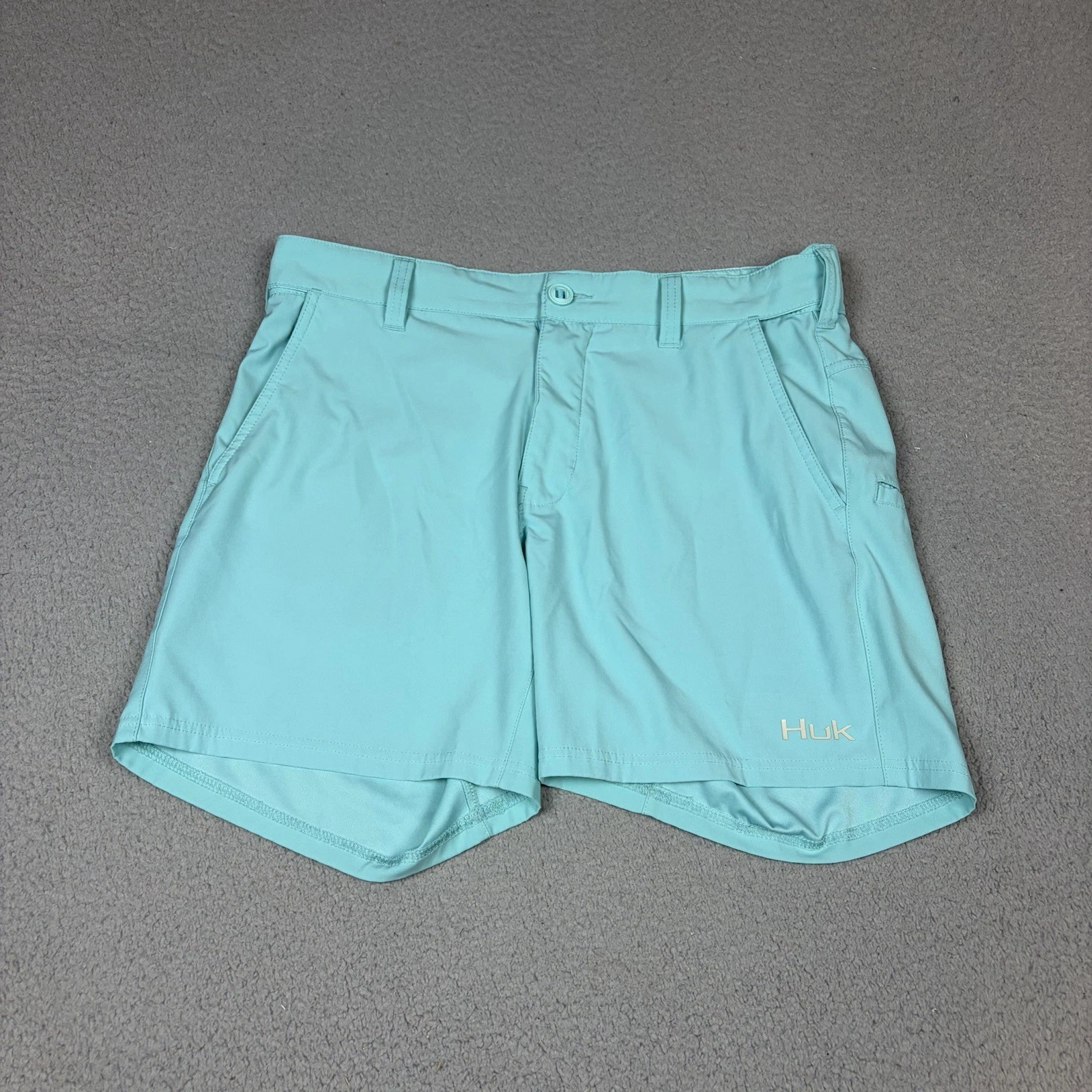 Huk Performance Shorts Mens L Blue Cargo Fishing 6” Lightweight Outdoor Trail