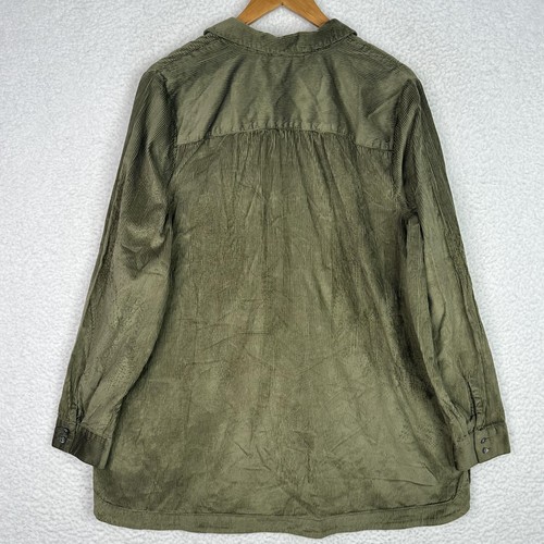 J Jill Tunic Shirt Womens Large Green Corduroy Long Sleeve Split Neck Pullover - Picture 10 of 14