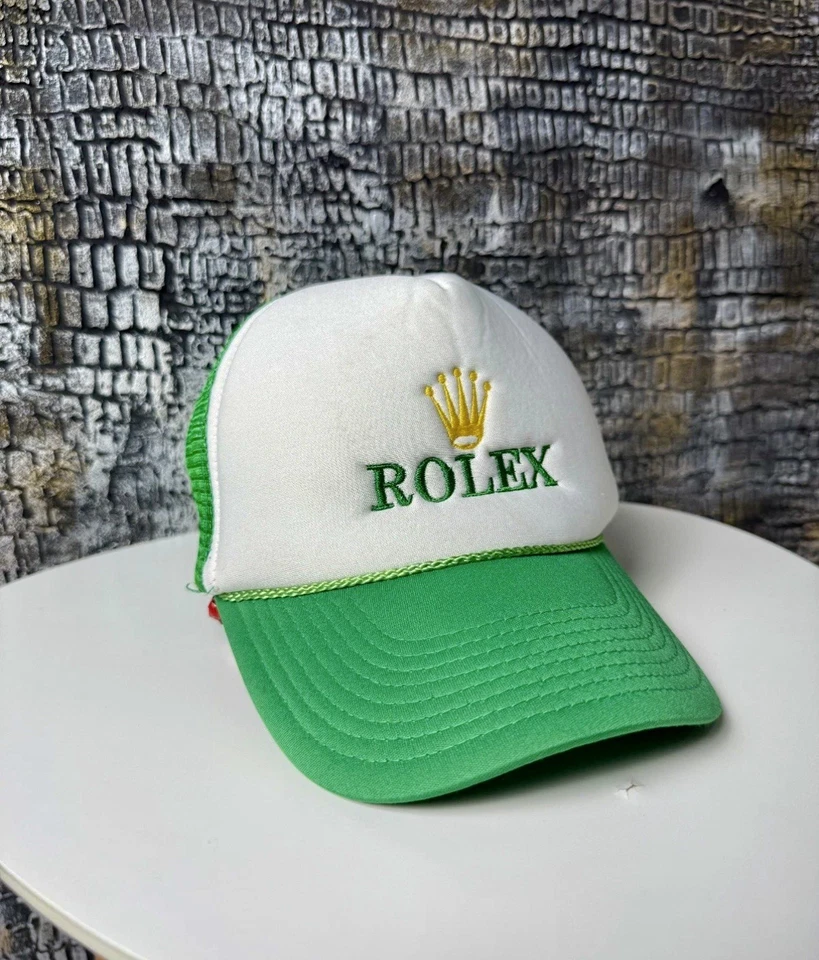 Vintage 90s Rolex Hat Cap - Rare Green Embroidered Cotton Strapback - Image 3 of 4