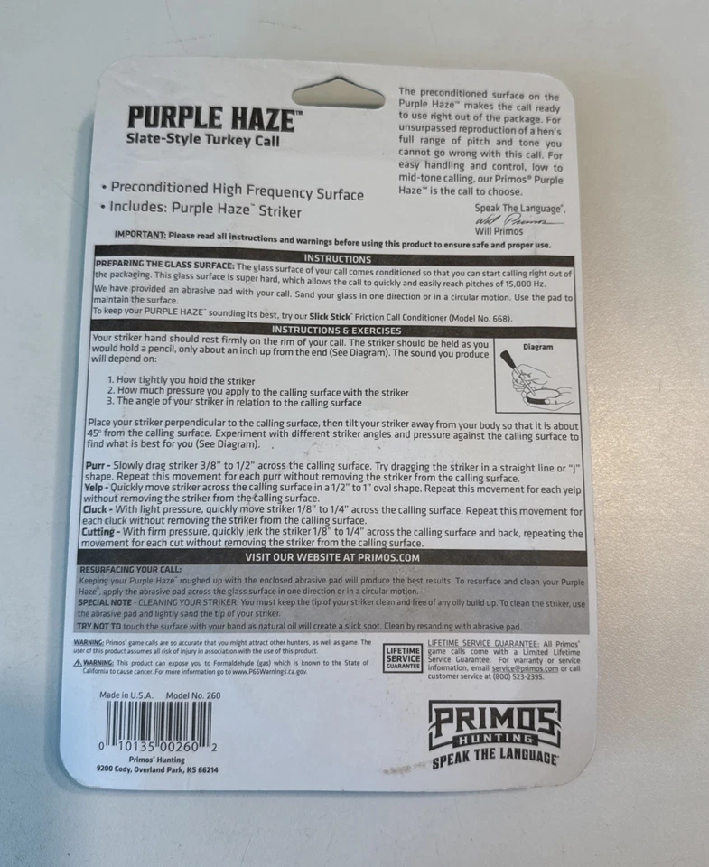 Primos Hunting Purple Haze Pot Slate Style Turkey Call Hunting - Image 2 of 2