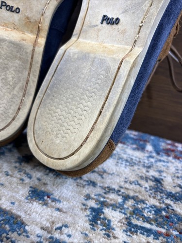 Polo Ralph Lauren Barx Boat Shoe Mens Sz 13D Brown & Blue Suede Leather - Picture 9 of 14