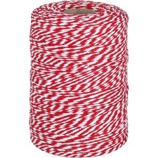 Red and White Twine, 656 Feet 2mm Cotton Bakers Twine String Red Ribbon String