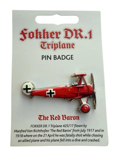WW1 'Red Baron' Fokker Triplane World War One Pin Badge