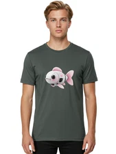 Pink-Robot-Fish Mens Graphic Tee, 100% Cotton, Casual Summer Wear