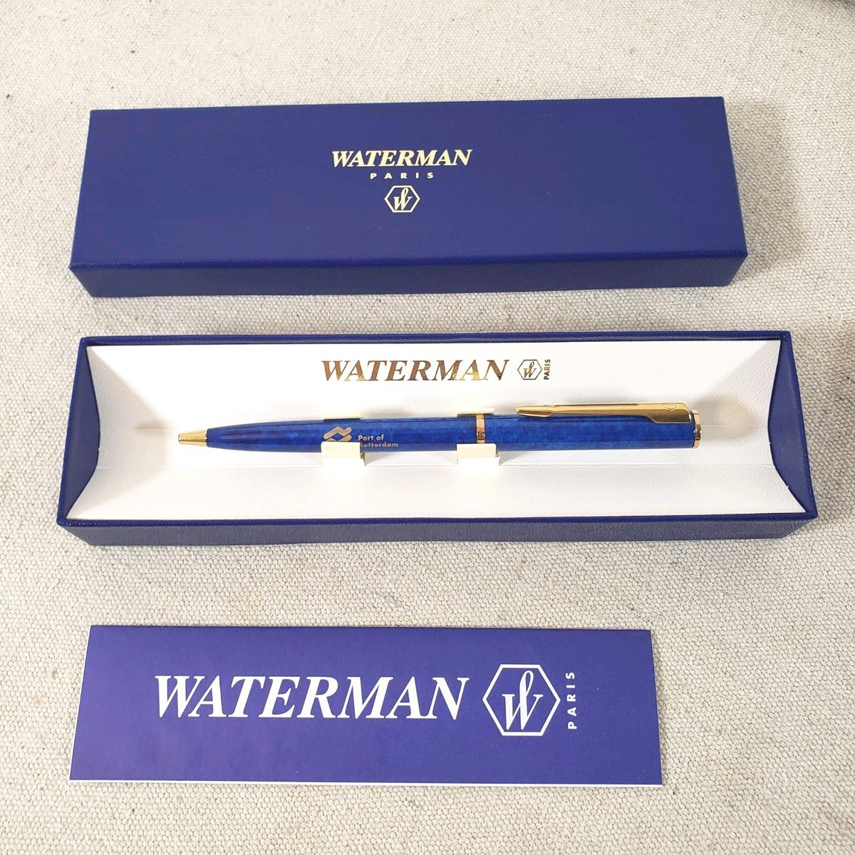Vintage WATERMAN Retractable Blue Ballpoint Pen w/ Box