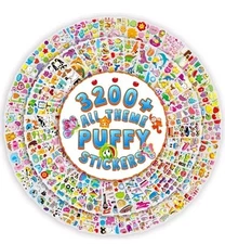 3200+ Stickers for Kids, 3D Puffy Stickers, 64 Different Sheets, Cute Animals...
