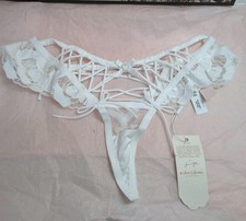 Victoria Secret For Love  Lemons Amore Lace Elastic Waist Thong Panty XS White