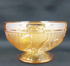 Vintage Jeanette Iris and Herringbone Marigold Glass Sherbet Bowl