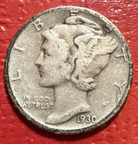 1930-S Mercury Silver Dime AG Reverse Damage FAST SHIPPING