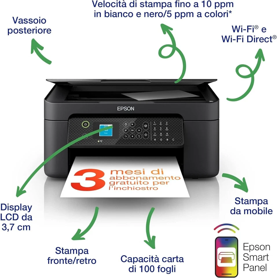 Epson Workforce WF-2910DWF Stampante Multifunzione A4 a getto d'inchiostro - Immagine 2 di 4