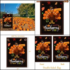Akeydeco Happy Thanksgiving Flags,Thanksgiving Garden Flag 28 x 40 Inch House