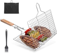 BBQ Grillkorb Faltbar Edelstahl Tragbar Grillwerkzeug FüR Fisch GemüSe Steak