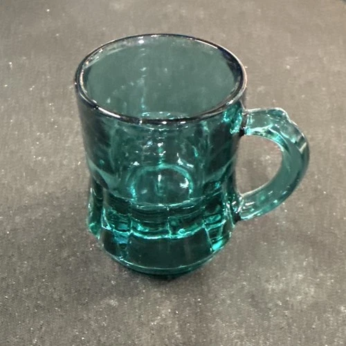 Federal Glass - Blue Green- Mini BEER Mug Shot Glass - Vintage