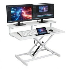 Height Adjustable Standing Desk 37" Wide Sit to Stand Converter for 2 Monitor