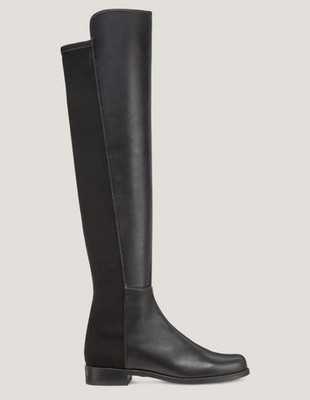 Stuart Weitzman 5050 Over-the-Knee Boot Black Leather Pull-On Stretch US 7M