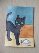 ACEO Original Acrylic Painting Landscape Miniature Art Card ATC Scenery 57 Cat