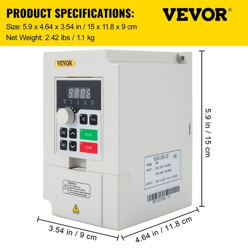 VEVOR Variable Frequency Drive 220V 3KW 4HP CNC Motor Inverter ...