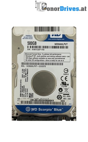 WesternDigital WD5000LPVT-22G33T0 - 500 GB - SATA - PCB 2060-771852-001 Rev. P1*