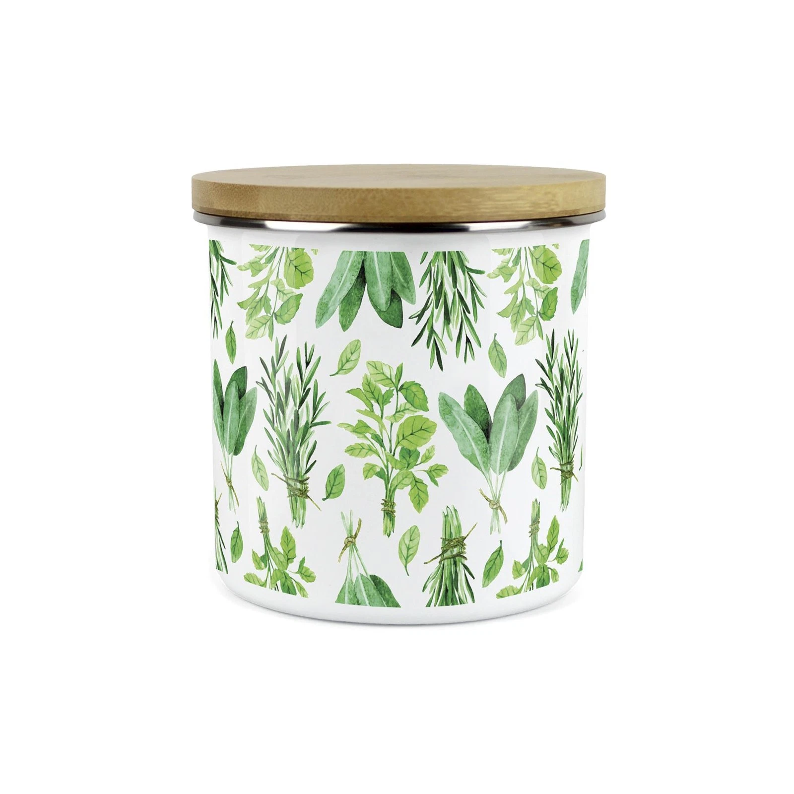 Storage Canister - Kitchen Herbs Enamel Airtight Jar Green Storage