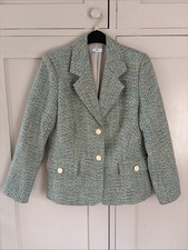 La Redoute Women's Green Tweed Type Blazer Jacket UK Size 10