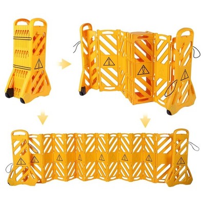 13-Foot Folding Mobile Barricade Extends for Construction Sites, Driveway Gate