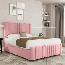 Ottoman Divan Panel Storage Bed Plush Velvet 54" Headboard & Mattress 3FT 4FT6