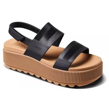 Reef Women Water Vista Higher Slingback Platform Sandals Size US 10 Black Tan