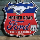 VINTAGE 1967 DATED MOTHER ROAD FORD ROUTE 66 ARIZONA PORCELAIN GAS OIL SIGN
