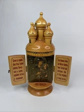Vintage Very Rare Russian Orthodox Wooden Church W/Christ Icon Gold Read