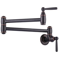 ARCORA Oil Rubbed Bronze Wall Mount Pot Filler Faucet 2-Handle Swing Arm Brass