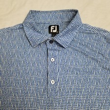 Footjoy Polo Shirt Mens XL Blue Geometric All Over Print Performance Golf PGA