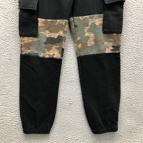 Levi's Jogger Cargo Sweatpants Boys Large Graphic Logo Camouflage Black Green - Picture 5 of 9