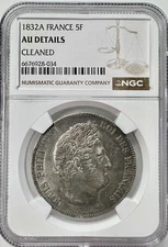 1832-A France 5 Francs, Louis-Philippe I - SILVER COIN NGC AU DETAILS 1ST DATE