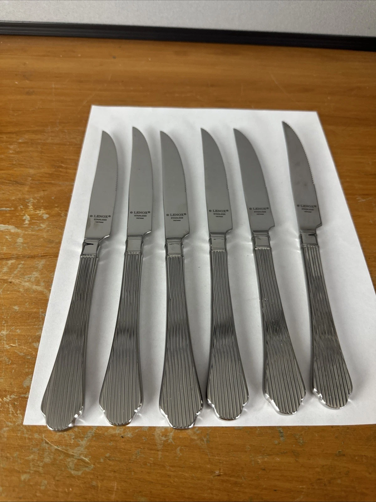 Lot of 6 Lenox ABILENE Serrated Steak Knives Stainless Vietnam 9-1/2" Long