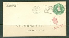 CANADA 1904 1c FRANKLIN ENVELOPE W/CANADA COAT OF ARMS RECEIVER CANCEL