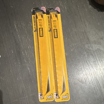 DEWALT DWAR106 12'' Bi-Metal Reciprocating Saw Blades 6 TPI Wood 5-Pack