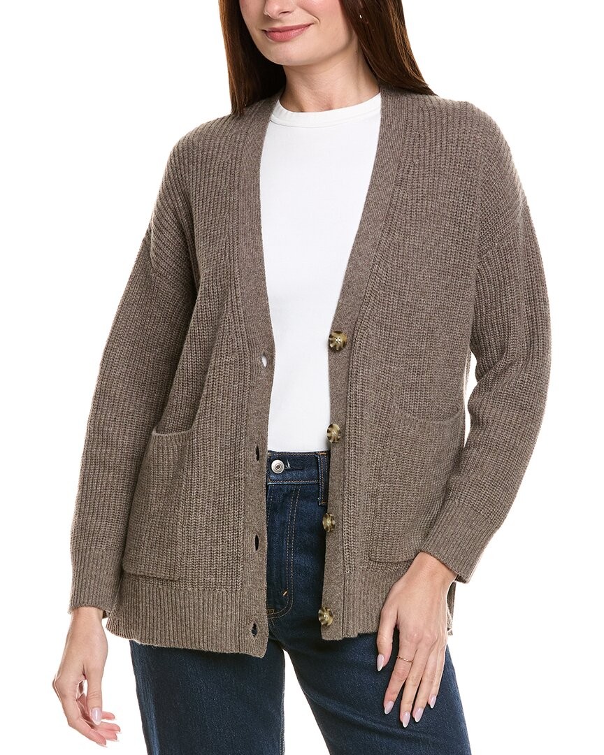 Hannah Rose Shaker Long Wool & Cashmere-Blend Cardigan Women's Brown M