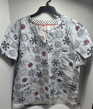 Women's White Cross Scrub Top 2XL