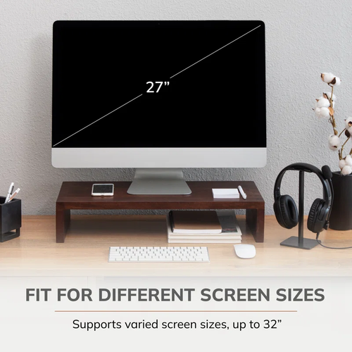 NEW Solid Wood Monitor Stand Riser, Ergonomic Desktop Shelf with Storage Space - Afbeelding 7 van 12