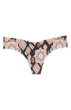 commando Black MARRAKESH Print Microfiber Classic Raw Cut Thong - S/M
