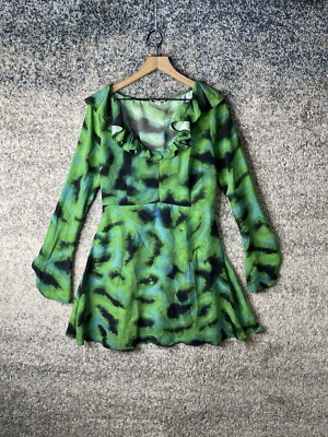 topshop green leopard print dress Topshop green animal midi shirt dress