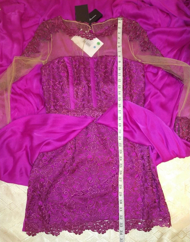 NUEVO VESTIDO MUJER BLUMARINE MAGENTA US 8 10 IT 46 D 40 HECHO EN ITALIA Foto 3 de 4